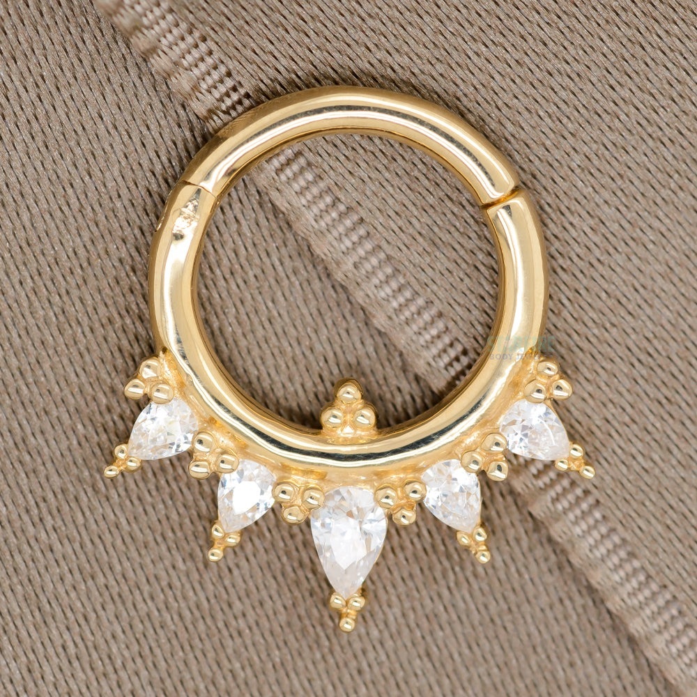 18g Solid Yellow Gold Buddha Jewelery Organics Tana Hinge Clicker 9mm